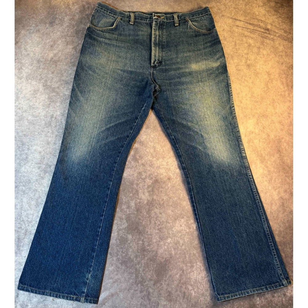 Vintage 70s Rustler 87620 Jeans Mens 38x31 Talon Zip USA‎ Bootcut Workwear Denim